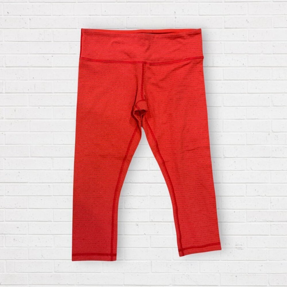 LULULEMON Red Orange Striped Athletic Yoga Cropped Leggings Size 8